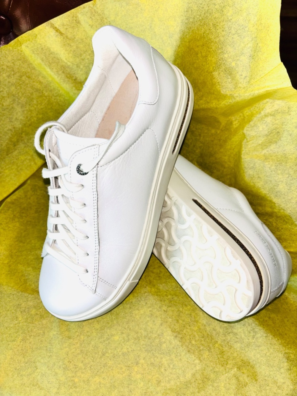 New Birkenstock BEND White Leather & Cork Sneakers Paid $165.00 40 (9-9.5 Wmn) - Picture 7 of 16